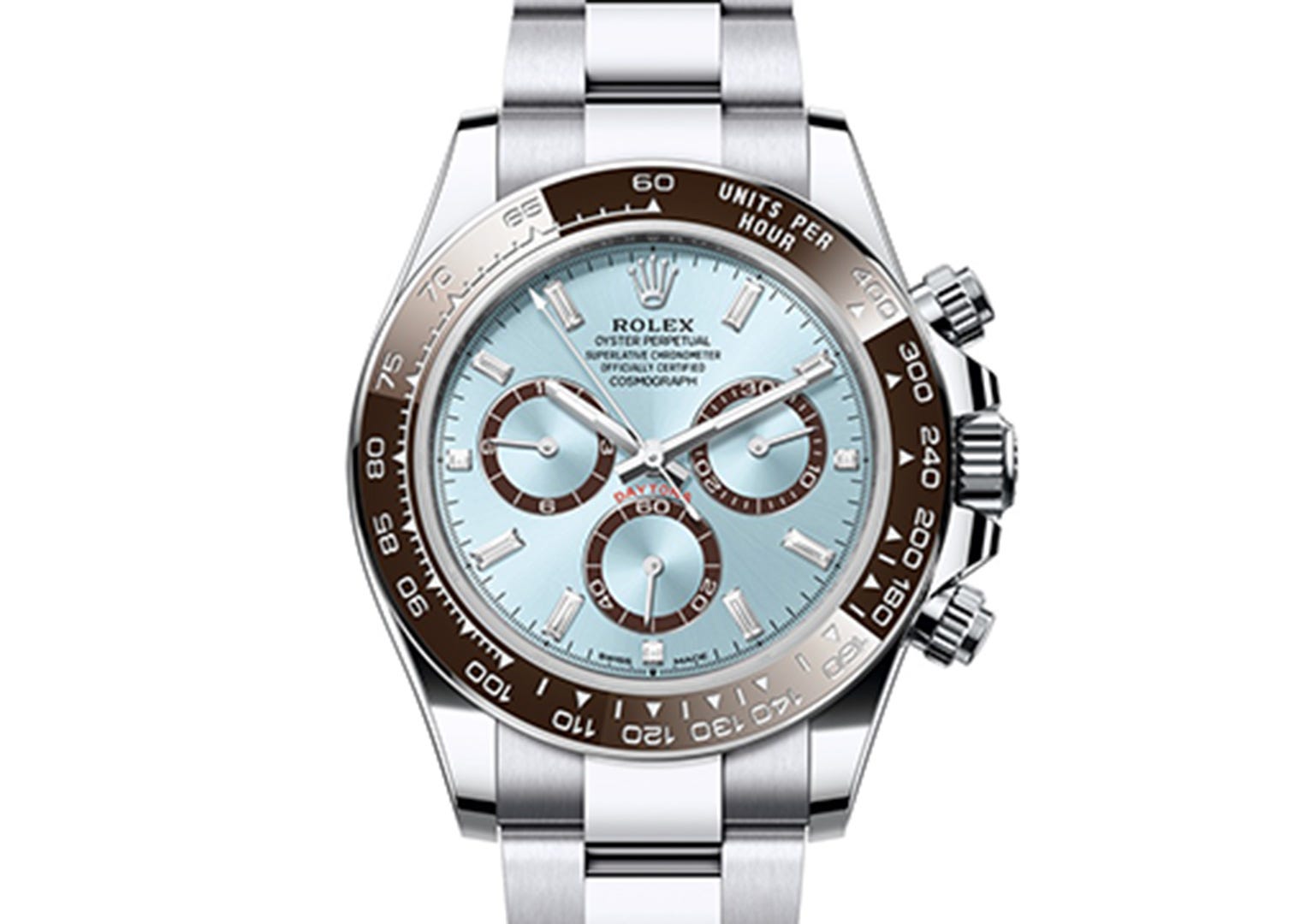 The ice-blue dial with chocolate bezel version was an instant winner on its release